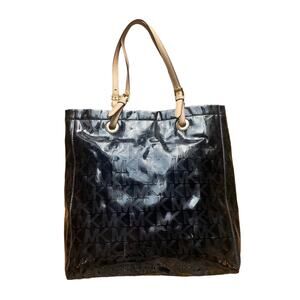 Michael Kors North South Jet Set Black Glossy Patent Leather Shoulder Tote Bag